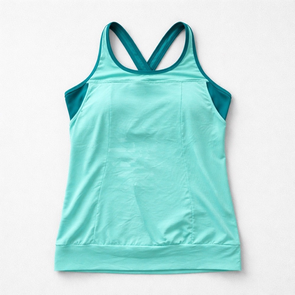 Prana Gabrielle Top Bermuda Teal Yoga Tank Built In Bra W1GABR113 Small NWT